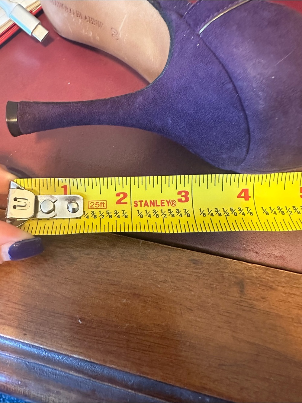 Manolo Blahnik Dark Purple suede gold edges strap detail Euc Heels $585 39 9 - Picture 16 of 16